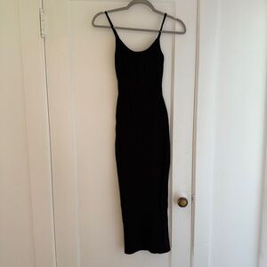 White fox black ribbed maxi dress